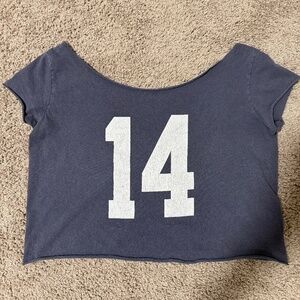 Brandy Melville Navy Blue Crop Top with White Number